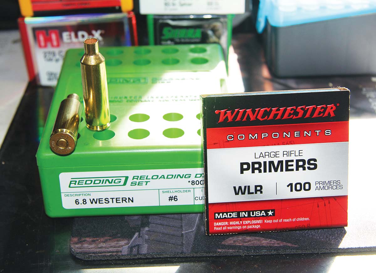 Components included in 6.8 Western testing included Redding Reloading Custom full-length dies, Winchester WLR primers and new Winchester WW brass.